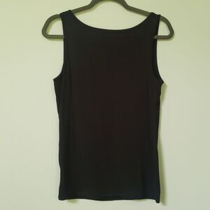 Tahari Hi Lo Scoop Neck Knit Tank Black